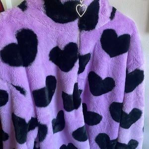 Lavender Heart Print Coat/Jacket